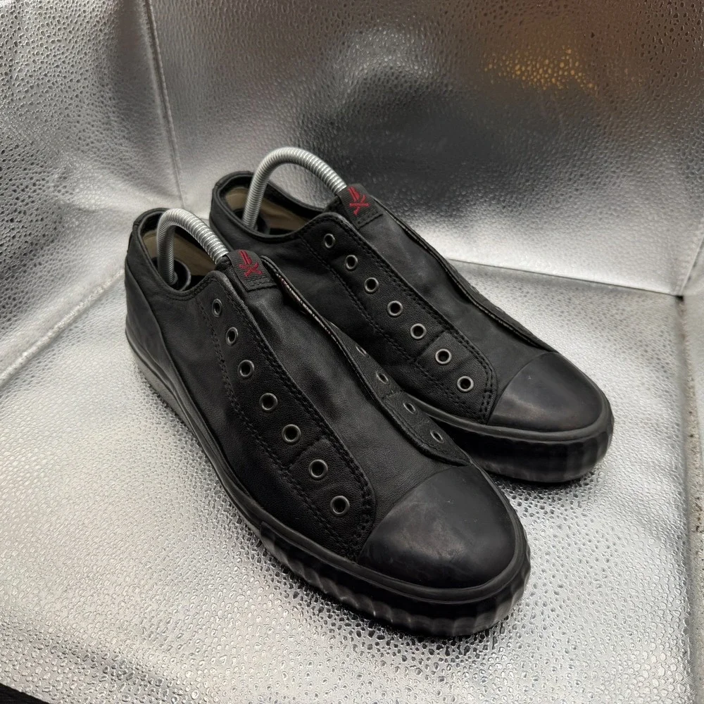 Size 7M John‎ Varvatos Bootleg Black Mens Low Top Lace-Up Athletic Sneakers